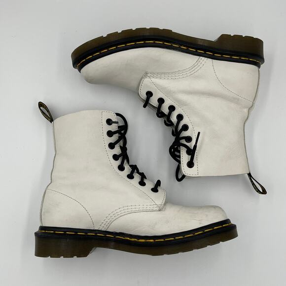 Doc Martens 1460 Smooth Leather Lace Up Boots White sz 7 AW004 - Picture 3 of 9